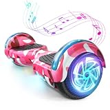 Offroad Hoverboard mit Bluetooth-Lautsprechern LED-Licht, Rutschfeste Fußpolster,6.5 Zoll Reifen Leistungsstarke große Batterie Hoverboard