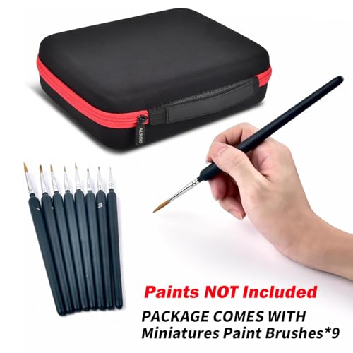 Image of ALKOO Paint Storage Bag for Testors Paint, 42 Bottles, 9 Brushes | Foam paint organizer bag holds 42 bottles and 9 brushes, with mesh pocket for hobbyists, travel and home storage, no paints