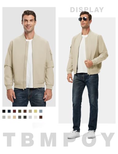 Image of TBMPOY Men's Windproof Bomber Jackets Lightweight Track Jackets Windbreaker Outdoor Golf Fashion Coat