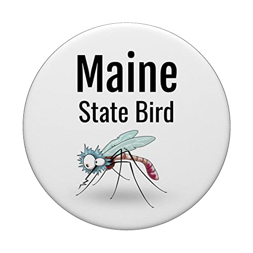 Maine State Bird Funny Mosquito PopSockets Swappable PopGrip, Black - Image 3