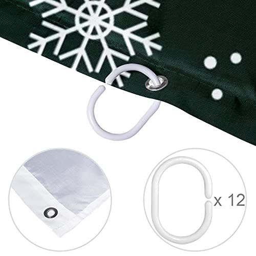 Rideau de douche motif flocon de neige vert imperméable 183x183 cm - 5