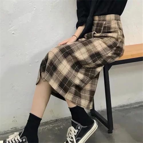 Women's Spring/Winter Korean-Style High-Waisted Loose Wool Midi A-Line Skirt2