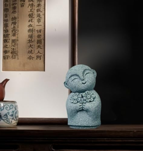 Mini Estatua de Monje Buda de Piedra Decorativa Zen miniatura 6