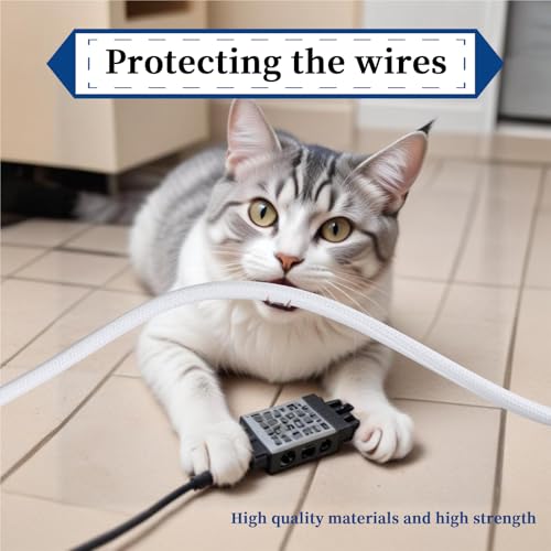 5M Kabelschlauch Weiß, Kabelschutz Katze Zum Schutz Kabelmanagement Zum Verstecken Von TV-Kabeln an Der Wand Kabelabdeckungen für Hause Und Im Büro Verstecken Im Schreibtisch, TV, Boden