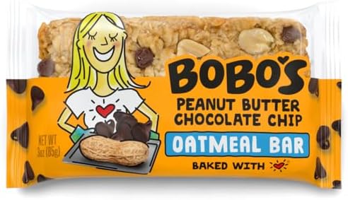 Bobo's Oatmeal Bars, Peanut Butter Chocolate Chip, Gluten Free Vegan Whole Grain Oat Bars, Pack of 12
