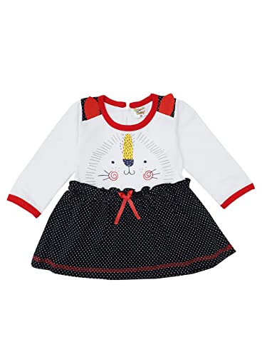 Image of Premium Baby Girls Full Sleeves Frock with Pant Baby Girl's Cotton Frock with Leggings, Frill Happy Bunny- Pack of 1