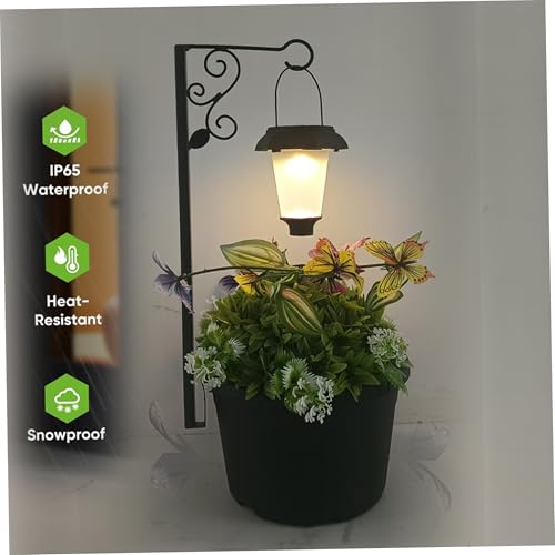 Poste de lámpara solar decorativa con maceta integrada y resistencia al agua 5