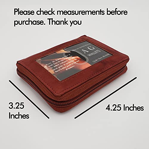 Image of ag wallets Mens Zip Around Leather Wallet with Inserts (Burgundy)