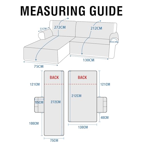 H.Versailtex 100% Waterproof Couch Covers for Sectional Sofa 2-Piece Non Slip Corner Sofa Cover Sectional Couch Cover L Shaped for Dogs (Left Chaise Lounge Cover + 2 Seat Sofa Cover, Grey)