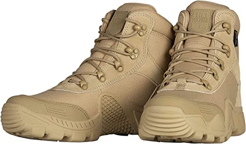 FREE SOLDIER Mens Military Boots mid-top Combat Tactical Boots Lace Up All Terrain Shoes for Hiking, Hunting, Working, Walking, Climbing