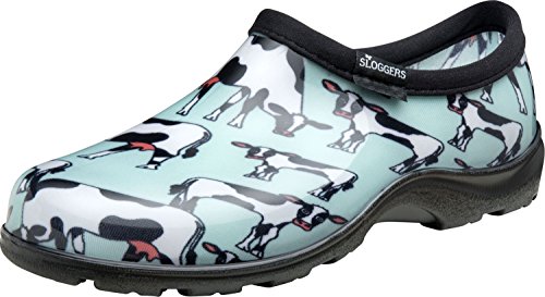 Sloggers Women's Waterproof Rain and Garden Shoe with Comfort Insole, Cow-abella Mint, Size 9, Style 5117CWM09,Cow-abella Mint Green