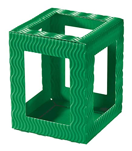 folia 9751/5 - Laternen Rohlinge, Laternenzuschnitte Mini aus Wellpappe, 5 Stück in grün, 10 x 10 x 12 cm, zum Zusammenstecken ohne Kleber, ideal zum Gestalten individueller Laternen oder Tischlichter