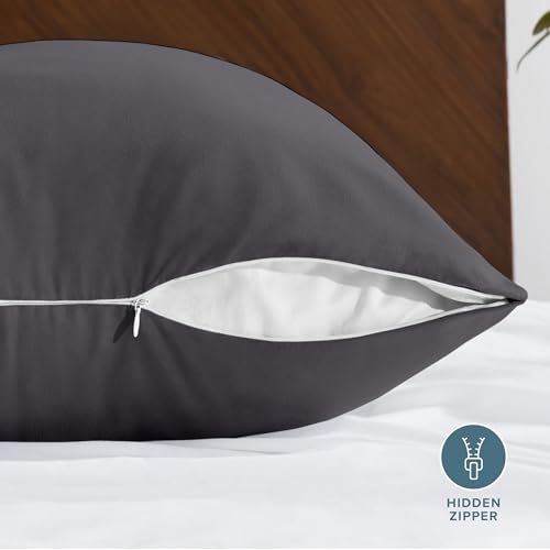 Image of Bare Home Microfiber Body Pillow Cover - Ultra Soft - Cooling Pillowcase - Double Brushed - Pillowcase with Zipper Closure - Easy Care (21''x54'' Body Pillow Cover, Forged Iron Grey)