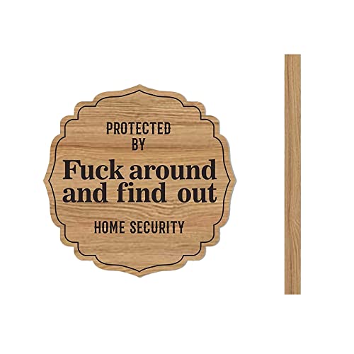 MGHN Sinal de pátio protegido por F Around e descubra Sinal de segurança ao ar livre Vigilância Segu