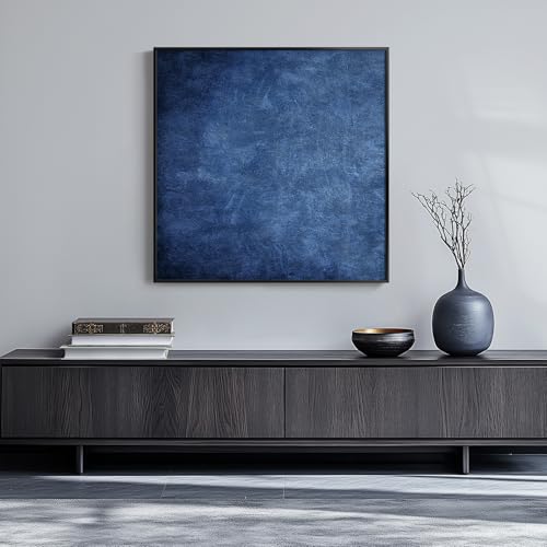 Large Framed Navy Blue Modern Abstract Wall Art for Living Room, ...