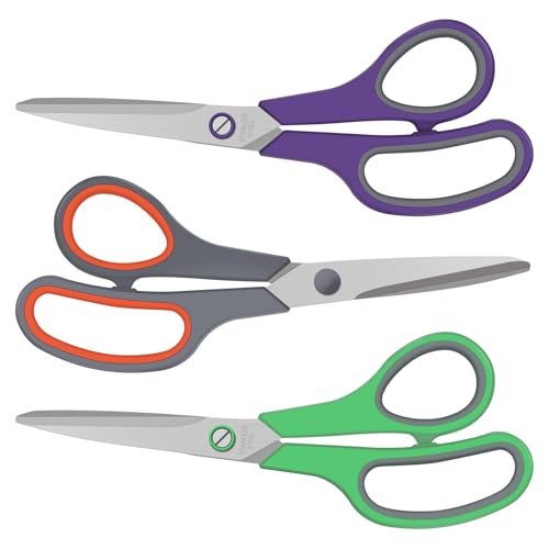 Scheren aus Edelstahl | 3 Stück 20.2CM Haushaltsschere Küchenschere Stoffschere Extra Scharfe Klinge Rostfrei Robuster Kunststoffgriff Stabile und scharfe Klingen