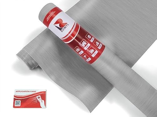 Film vinyle auto antibulles Rwraps aspect aluminium brossé argent