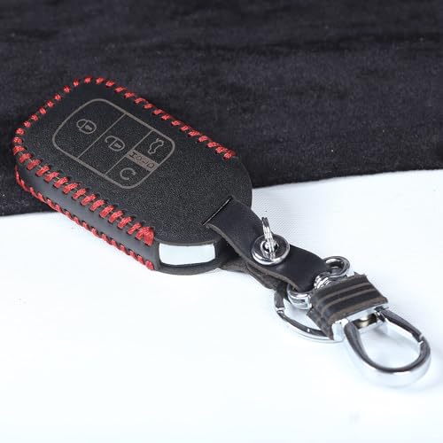Image of Leather Car Smart Key Cover Case for Honda New Civic New Honda City (Black)