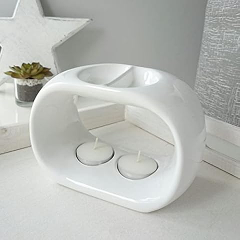 Duo Round White Oil Burner 2 HOUR TEALIGHTS ONLY Cover