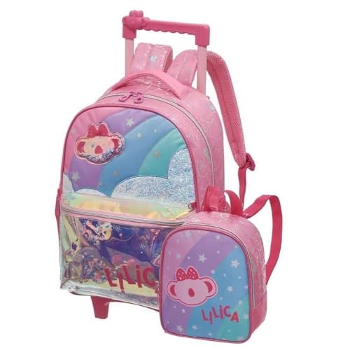 Kit Mochila De Rodinha E Alca Lilica Super Star +Lancheira