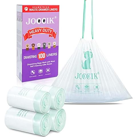 Drawstring Litter Box Liners Compatible with Robot, Heavy Duty Self-Cleaning Litter Boxes Waste Drawer Liners Replacement Bags (100pcs) Cover