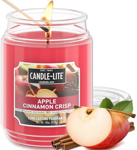 Candle-lite Fall Scented Candles, Apple Cinnamon Crisp, 18 oz Jar...