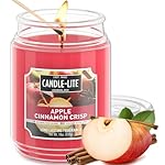 Candle-lite Fall Scented Candles, Apple Cinnamon Crisp, 18 oz Jar, Proudly Poured in The USA, Aromatherapy Candle, Single-Wick with 110 Hours of Burn Time, Perfect for Creating an Inviting Ambiance
