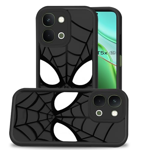 Image of AESTMO Back Case Cover for iQOO Z11X / Vivo T5X / Vivo Y51 Pro 5G Cover | Spidey Face Mask Design | Silicone Case | Full Body Protection | Camera Protection Back Cover (Black)