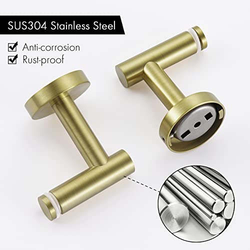 Kes Bathroom Glass Shelf With 8 Mm-Thick Tempered Glass And Sus 304 Stainless Steel Brushed Gold Brackets 20-Inch Rectangular Rustproof Storage Organizer Wall Mount, A2021-Bz #TOP5