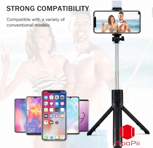 Image of Selfie Light Stick with Tripod Stand, 3 in 1 Multifunctional design, Rechargable LED Light with Two Brighness Levels for Make up, Selfie, Vlogging & Photo Shoot,70cm Selfie stick with Bluetooth Remote