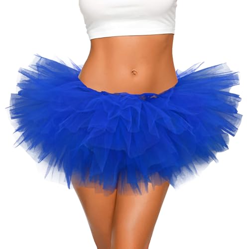 Tutu for Women Adults - 5-Layer Tulle Skirts 80s Outfit for Women - Puffy Adult Tutus - Halloween Costumes Skirt - Royal Blue Tutu - Dance Ballet Bubble Skirt