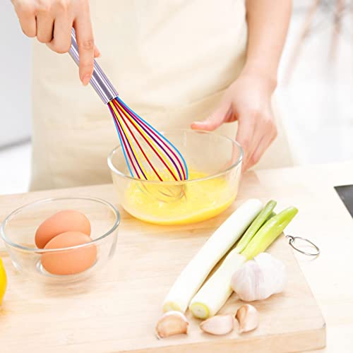 2 Pcs Silicone Whisk Set Mini Rainbow Non Stick Hand Whisk Kitchen Balloon Whisk Manual Egg Beater Silicone Small Plastic Egg Stirrer for Mixing Cooking Baking Hot Chocolate - Image 4