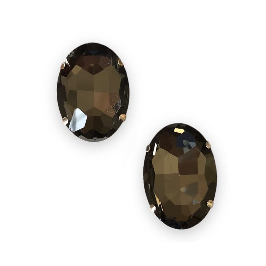 High Quality Glass Oval Shape Big Crystal Gemstone 30x20mm Jewelry Making Crafts Costume and Accessories Sew on Rhinestone (Black Diamond)