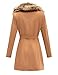 Bellivera Women Pea Coat Faux Suede Leather Long Jacket Winter Outerwear with Detachable Fur Collar 19249 Camel XL
