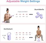 2-in-1 Ensemble de sonnettes réglables, 4 Niveaux de poids des mains (chaque 2.2.3.3/4/4/5.5lb) pour les femmes & Hommes, poids Ensemble de dumbbell convertible en Kettlebell pour la musculation à domicile