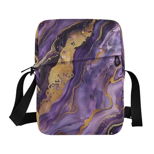 Marble Stone Purple Gold mens messenger bag Crossbody Bags For