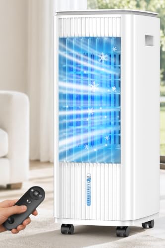 Image of 25 inch Windowless Portable Air Conditioners w /Double Tanks for 16H Cooling, 3-IN-1 Evaporative Air Cooler, Remote&Smart Timer, 3 Speed&Mode, 120 Swing Swamp Cooler Air Conditioner for room