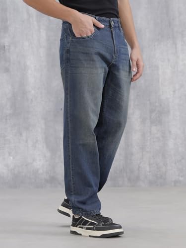 Image of WROGN Men's 100% Cotton Jeans | Solid | Anti Fit