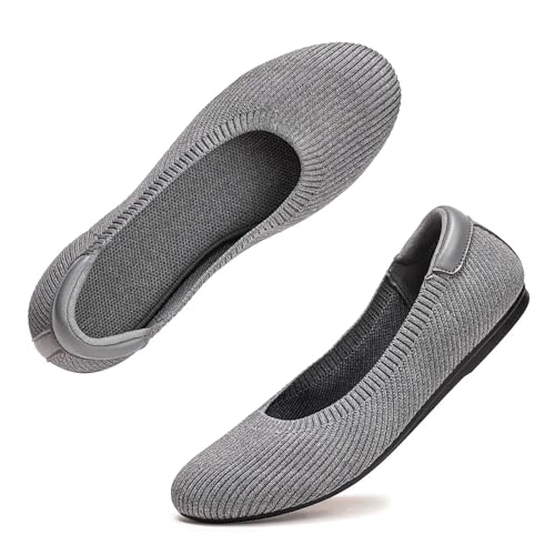 Image of Frank Mully Women's Ballet Flat Shoes Knit Dress Shoes Round Toe Slip On Ballerina Flats for Woman Low Wedge Comfort Soft
