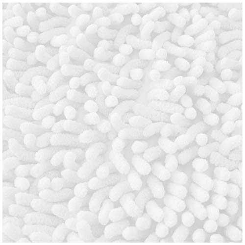 GAVENO CAVAILIA Luxury 2 Piece Loop Bath Mat Anti Slip Pedestal Set, Extra Absorbent 100% Microfiber Chenille Bathroom Toilet Rug, Regular (50x80, 50x40 cm), White, Microfibre