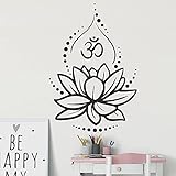 Hinduism Hindu Art Wall Sticker Lotus Flower Wall Decoration Removable Ornament Yoga Poster Om Symbol Mural for Bedroom LY224 (Black, 40X57CM)