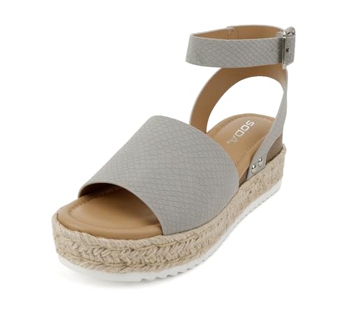 Image of Soda Topic Open Toe Buckle Ankle Strap Espadrilles Flatform Wedge Casual Sandal