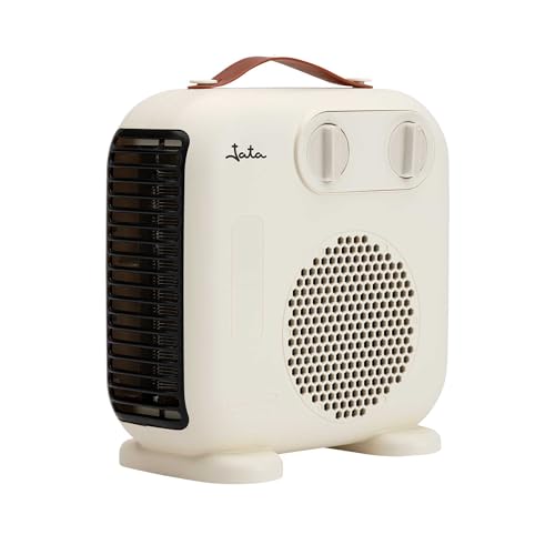 JATA JCTV1206 - Calefactor Bajo Consumo. Termoventilador Baño 2000 W. 2 Potencias. Ventilador. 2 Posiciones: Horizontal y Vertical. Antivuelco. Asa de Transporte. Compacto: 24 x 12,5 x 24 cm