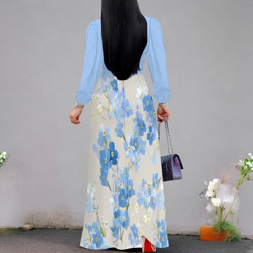 Image of PinkPatty Women's Long Sleeve Maxi Dress Plus Size Trendy Wedding Guest Dress with Pockets&Belt