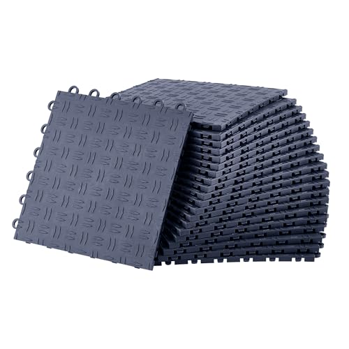 50 Pack 12"X12" Interlocking Garage Floor Tiles,Double-Sided Non-Slip Flooring, Heavy Duty PVC Garage Flooring Tiles Covering for Basement, Workshop & Repair Shop, Graphite Gray by Garvee - Used condition - US$66.32
