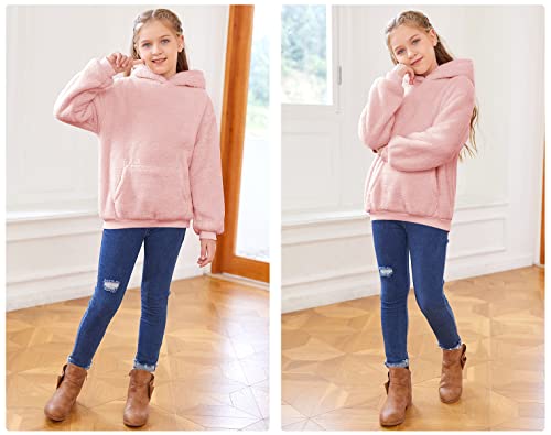 Baby Kids Boys Girls Fuzzy Sherpa Pullover Hoodie Sweatshirts Sport Front Pocket Fall Winter Warm Hooded Tops #TOP2