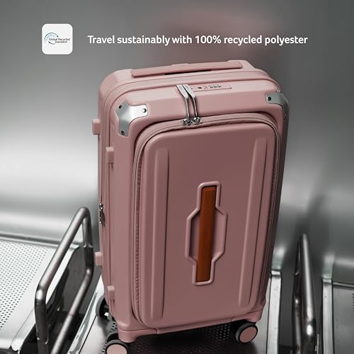 Image of Acer Brisbane Suitcase, 24 inch Check-in, with 360 Degree Spin 8 Wheels, Double TSA Lock, Dual Opening (Top and Mid), Expandable, Recycled Polyseter Material, Jacaranda Pink