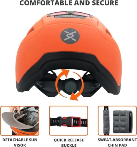 Image of XNITO Bike Helmet with LED Lights - Urban Bicycle Helmet for Adults, Men & Women - CPSC & NTA-8776 Dual Certified - Class 3 E-Bikes, Scooters, Onewheel, Commuter, Mountain