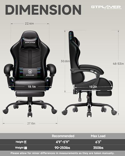 Image of GTPLAYER Gaming Chair, Computer Game Chair for Adults, Iridescent Black