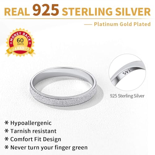 ChicSilver 925 Sterling Silver Ring Customizable Sandblast Finish/Multi-Faceted Ring Wedding Band Comfort Fit Size 4-12 (with Gift Box)4